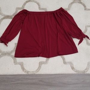 BP Off the Shoulder Maroon Top